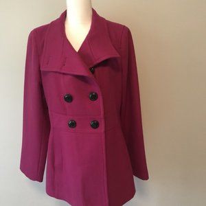 Relativity Fuscia double breasted womens pea coat